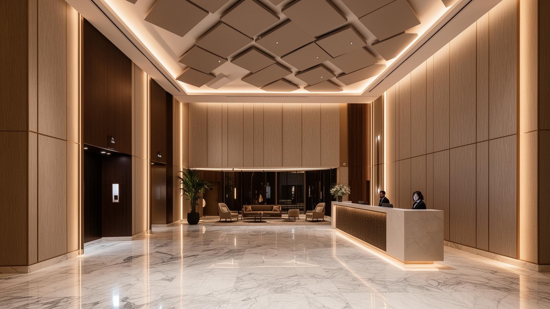 Hotel renovation with cladding vinyl and acoustic panels Barcelona